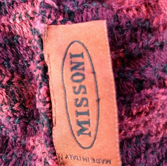 Missoni Vintage Heavy Knit Multicolor Zig Zag Poncho Italy OS